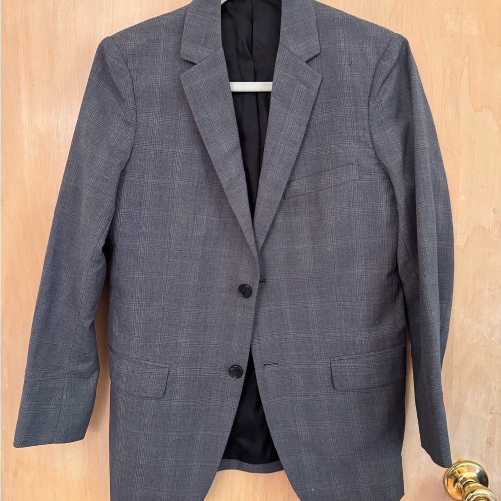 Theory Charcoal Plaid Men's Blazer - Size 38S